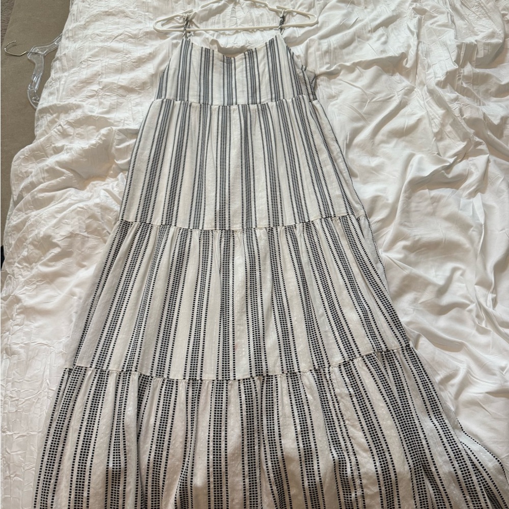Dip Black and White Halter Sundress Maxi